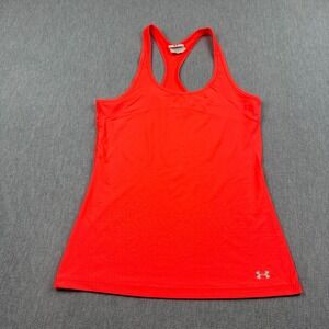 Under Armour Tank Top Womens Small Orange HeatGear Racerback Sleeveless Athletic